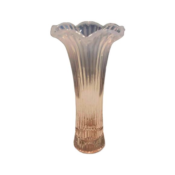 Fenton Other - Vintage FENTON Art Glass Ribbed Pink OPALESCENT Flower Bud Vase